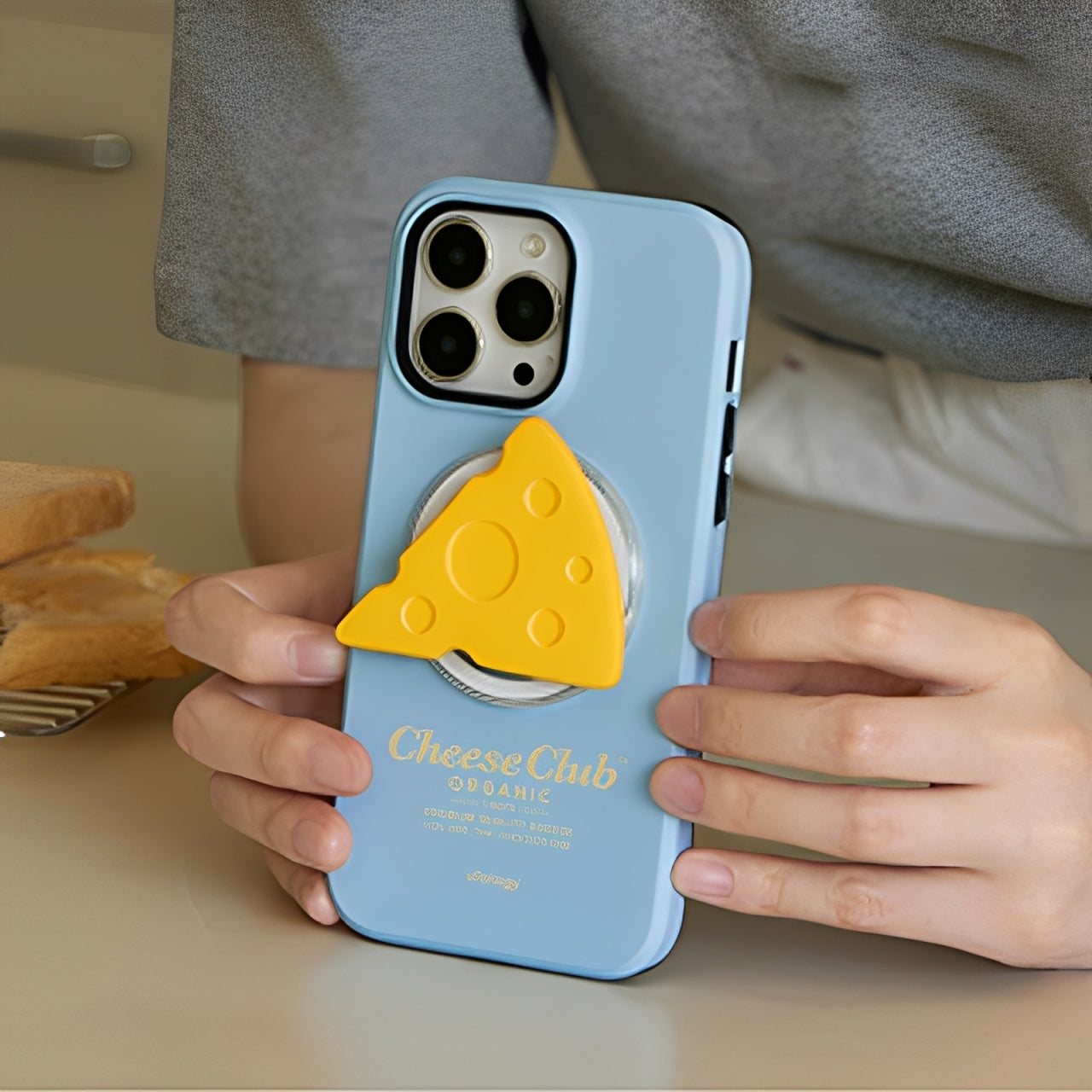 オリジナルチーズ立体デザイン二重構造フィルム加工マグネットスマホケース