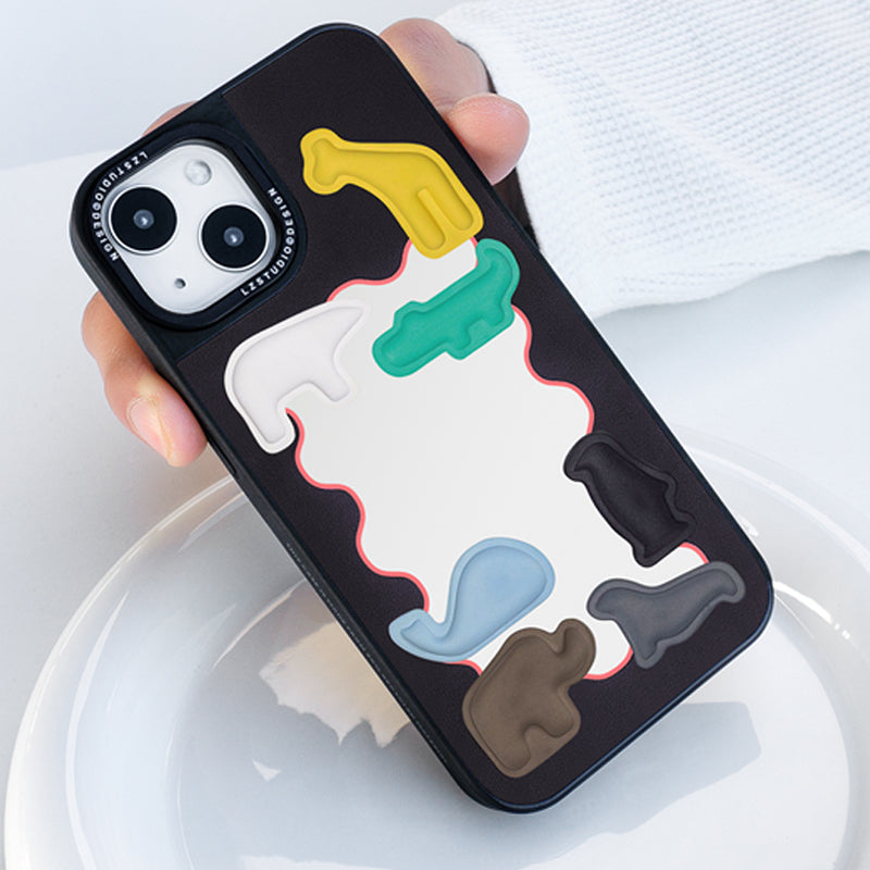 可愛い動物モチーフミラー付きマット加工TPUスマホケース