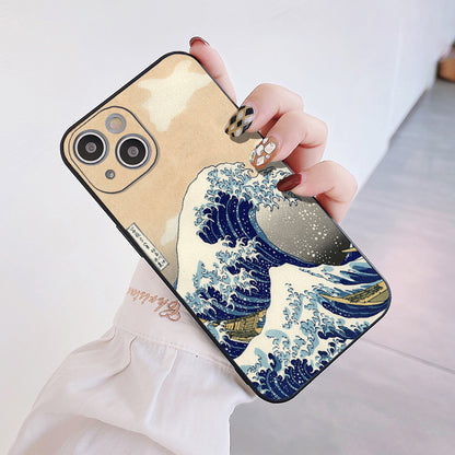 「浮世絵シリーズ」神奈川沖浪裏iPhoneケース浮世絵スマホケース(ブラック)