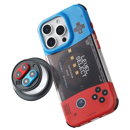 赤青配色ゲーム機モチーフオリジナル個性派マグネット式スマホケース