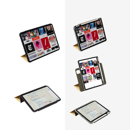 おしゃれな手描きパン柄シンプルペンスロット付きマグネット式iPadケース