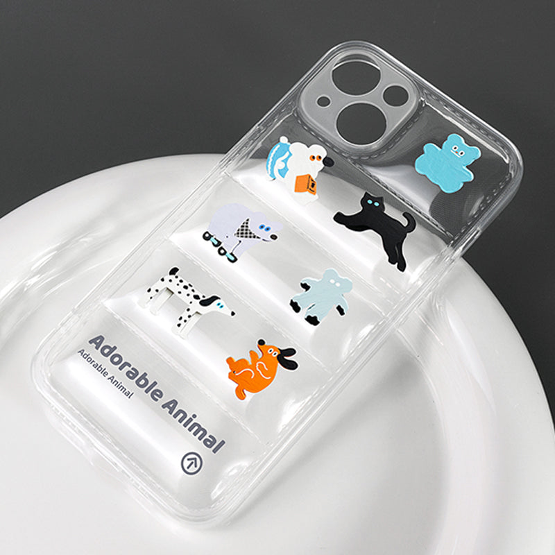 オリジナル可愛い動物モチーフホログラムカード紙付きスマホケース