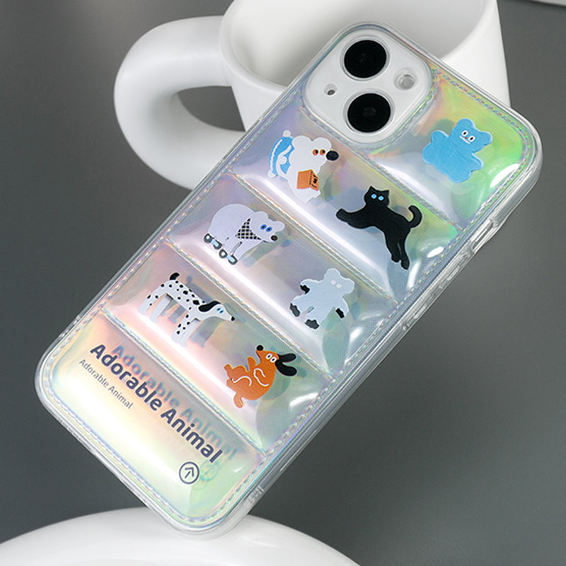 オリジナル可愛い動物モチーフホログラムカード紙付きスマホケース