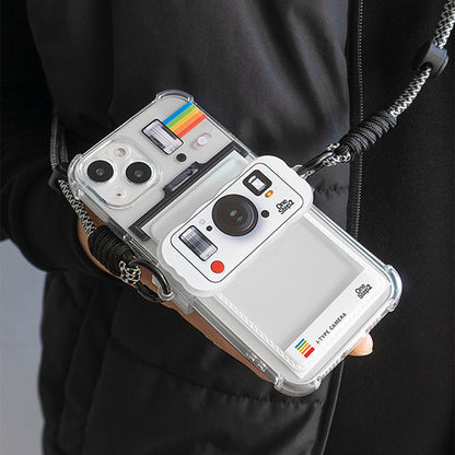 インスタントカメラ写真収納カードホルダー付きクリアスマホケース