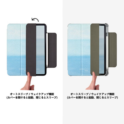 サマーオーシャンブルーペンスロット付きマグネット式iPadケース