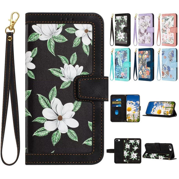 Floral iPhone Wallet Case with Strap