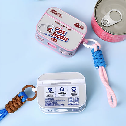 ペットフード缶モチーフストラップ付きマグネット式AirPodsケース