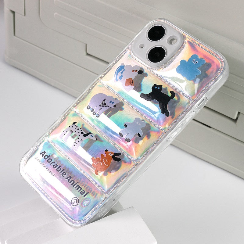 オリジナル可愛い動物モチーフホログラムカード紙付きスマホケース